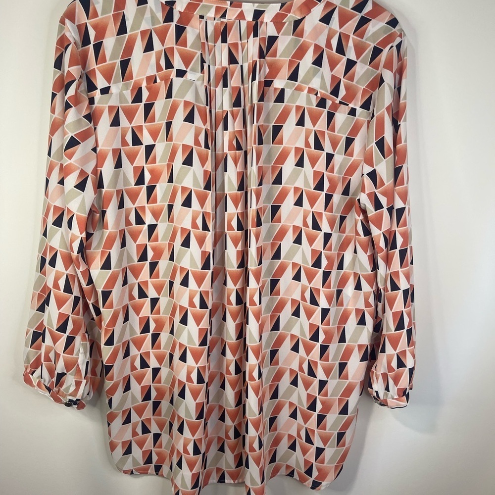 JM‎ Collection Geometric Print Blouse in Orange and Black - Picture 7 of 8